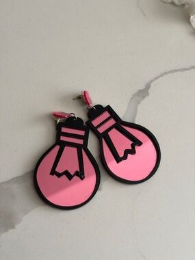 Pink Statement Drop Earrings - Bold bulb Design